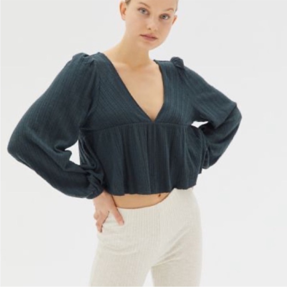 Urban Outfitters Prairie Ribbed Babydoll Top Size S